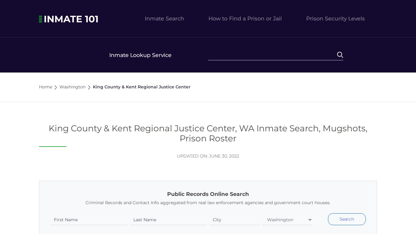 King County & Kent Regional Justice Center, WA Inmate Search, Mugshots ...